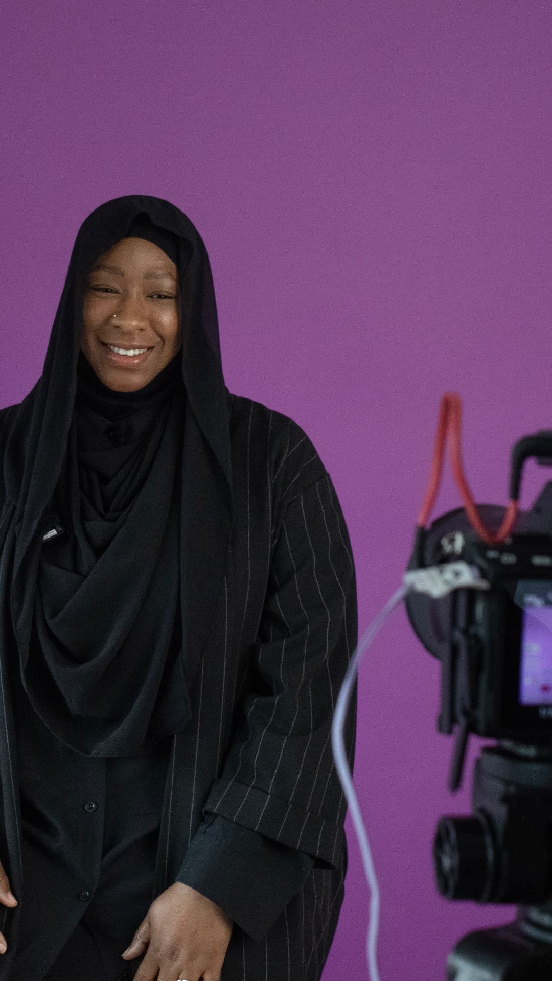 Ameenah behind the scenes on a film set